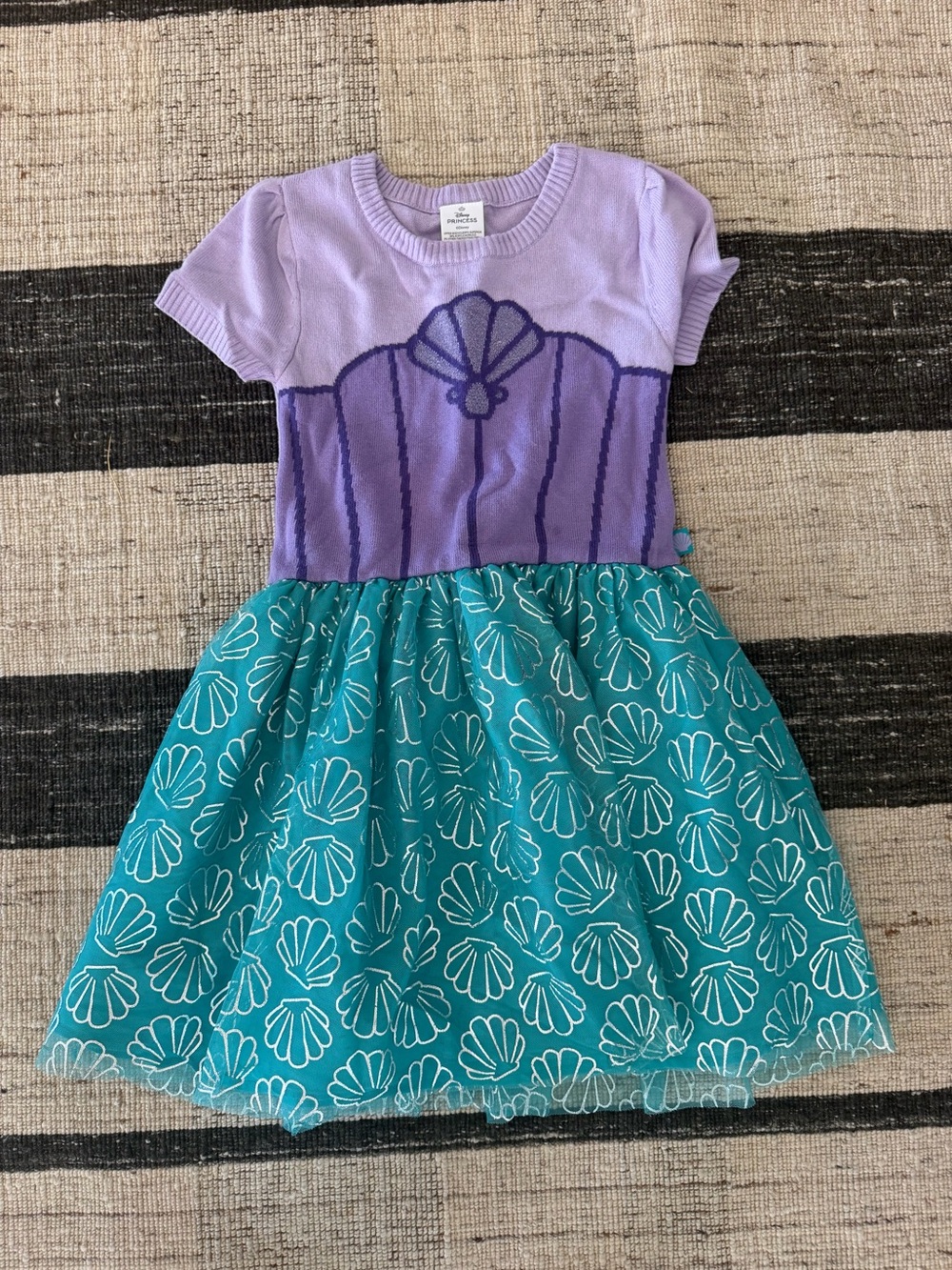 Disney Princess Ariel Little Mermaid Knit Bodice Mesh Skirt Dress Size M 7/8